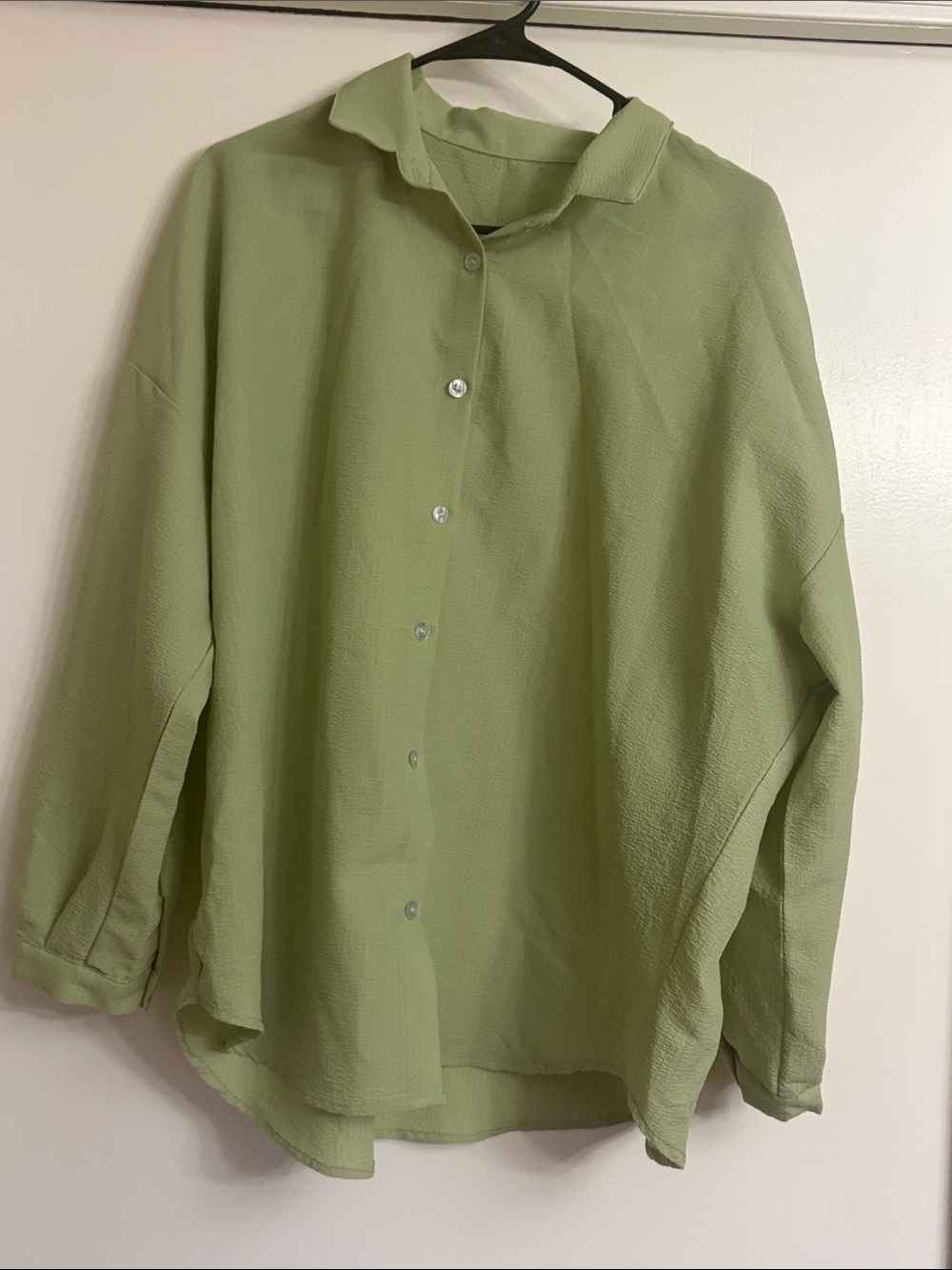 Light Green Women's Relaxed Button-Down Shirt